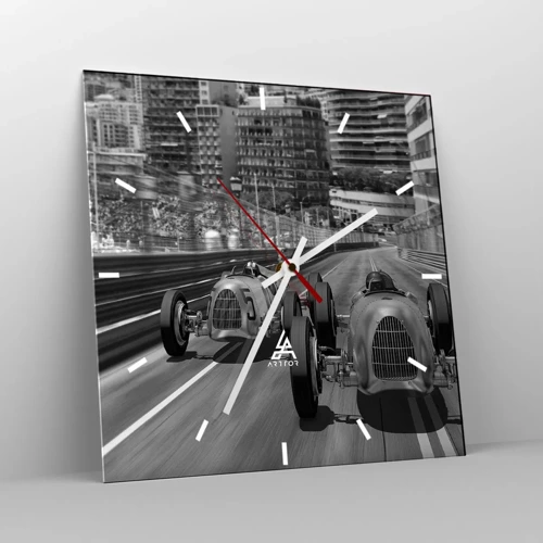 Wanduhr - Glasuhr - Vor langer Zeit in Monte Carlo - 40x40 cm