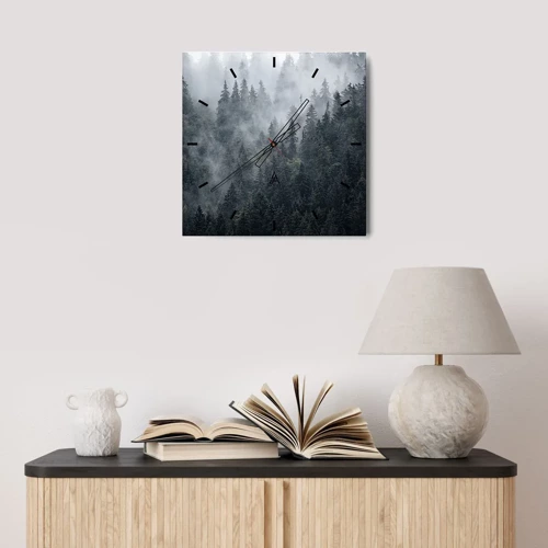 Wanduhr - Glasuhr - Walddämmerung - 30x30 cm