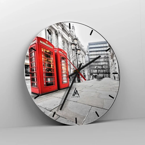 Wanduhr - Glasuhr - Willkommen in London - 30x30 cm