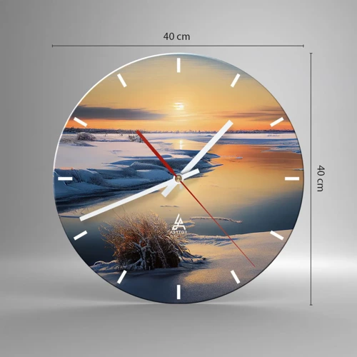 Wanduhr - Glasuhr - Wintersonnenuntergang - 40x40 cm