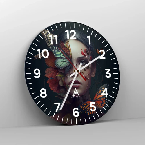 Wanduhr - Glasuhr - Wunderbare Metamorphose - 40x40 cm