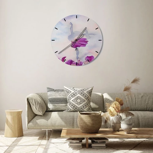 Wanduhr - Glasuhr - Zart wie eine Blume - 30x30 cm