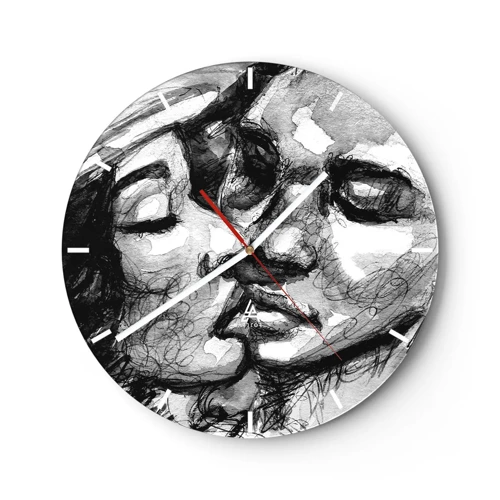 Wanduhr - Glasuhr - Zärtlicher Moment - 30x30 cm