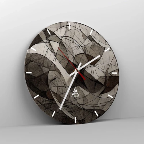 Wanduhr - Glasuhr - Zirkulation von Erdfarben - 30x30 cm