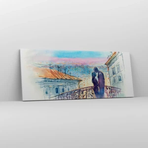 Bild auf Leinwand - Leinwandbild - Paris-Liebhaber - 100x40 cm