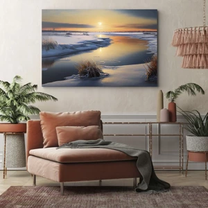 Bild auf Leinwand - Leinwandbild - Wintersonnenuntergang - 100x70 cm