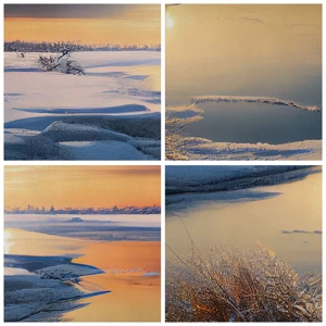 Bild auf Leinwand - Leinwandbild - Wintersonnenuntergang - 140x50 cm