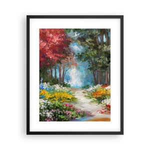 Poster in einem schwarzem Rahmen - Waldgarten, Blumenwald - 40x50 cm