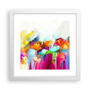 Poster in einem weißen Rahmen - Der Regenbogen ist aufgeblüht - 30x30 cm