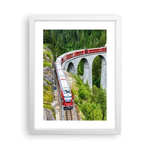 Poster in einem weißen Rahmen - Eisenbahn für Bergblick - 30x40 cm