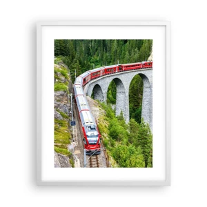 Poster in einem weißen Rahmen - Eisenbahn für Bergblick - 40x50 cm