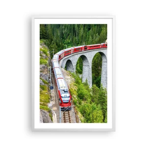 Poster in einem weißen Rahmen - Eisenbahn für Bergblick - 50x70 cm