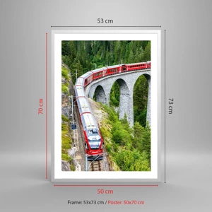 Poster in einem weißen Rahmen - Eisenbahn für Bergblick - 50x70 cm