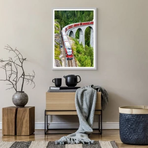 Poster in einem weißen Rahmen - Eisenbahn für Bergblick - 50x70 cm