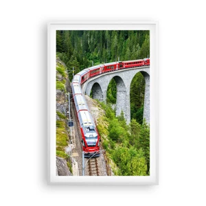 Poster in einem weißen Rahmen - Eisenbahn für Bergblick - 61x91 cm