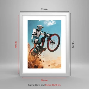 Poster in einem weißen Rahmen - Fahrrad-Wahnsinn-Dämon - 30x40 cm