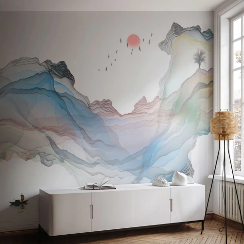 Selbstklebende Fototapete Deluxe Sticker - Zu den Kristallbergen - Abstraktion, Fantasie, Landschaft - 250x175 cm