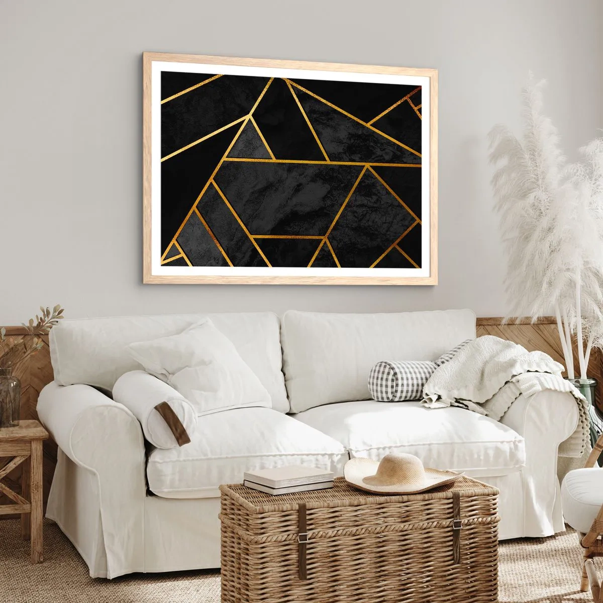 Poster in einem Rahmen aus heller Eiche - Dunkelheit und Glanz - 70x50 cm