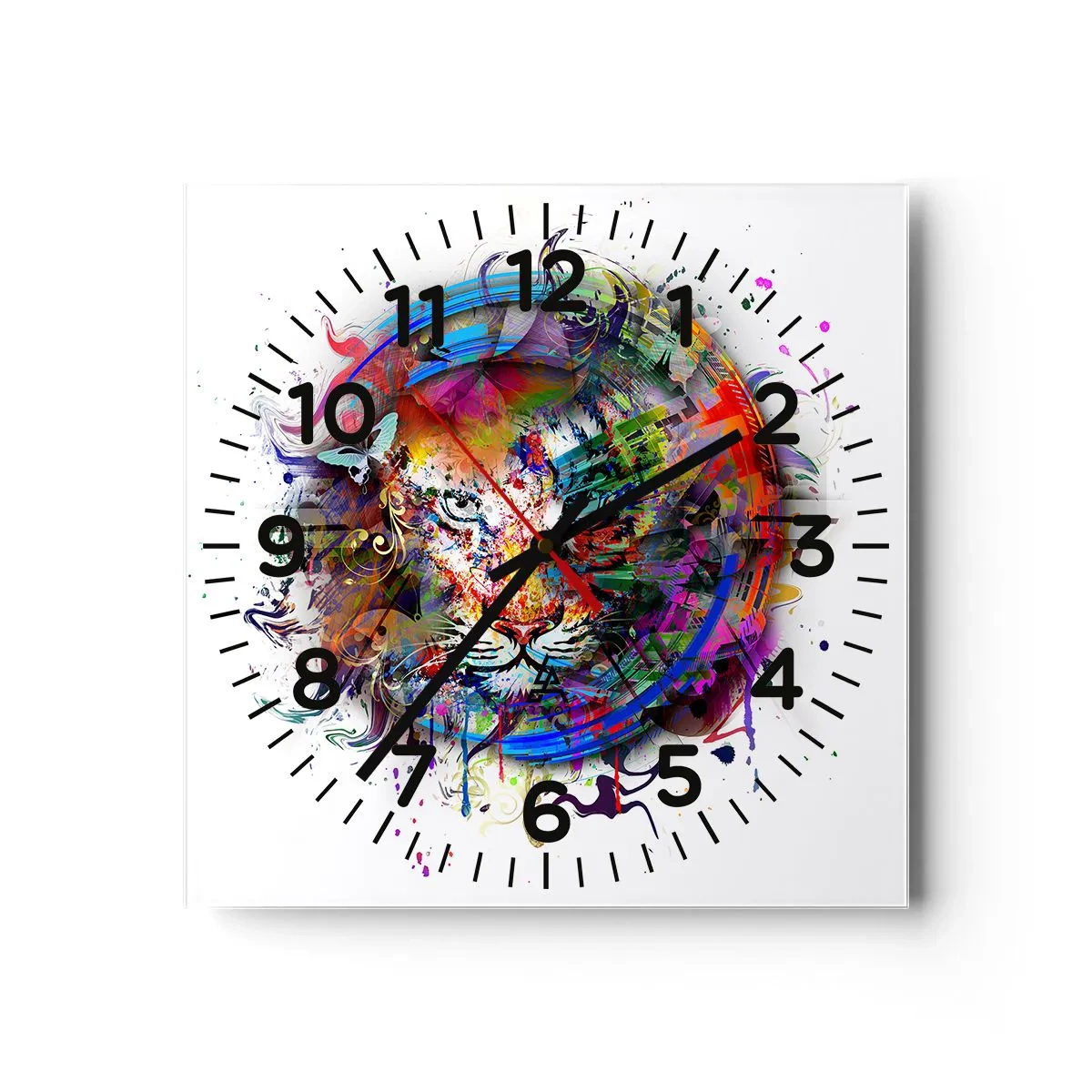 Wanduhr - Glasuhr - Es lauert hinter einem Regenbogenschleier - 40x40 cm