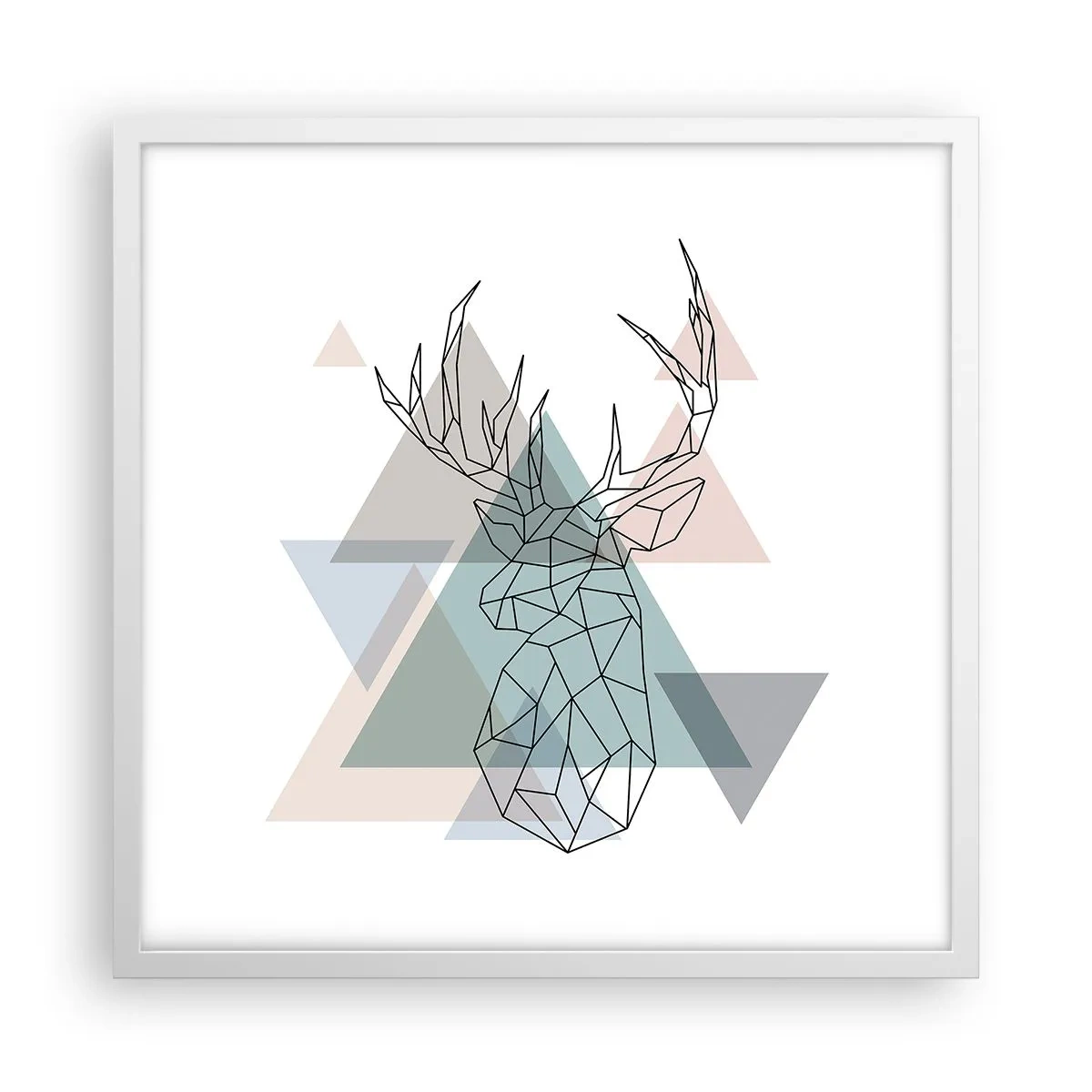 Poster in einem weißen Rahmen - In einem geometrischen Wald - 50x50 cm