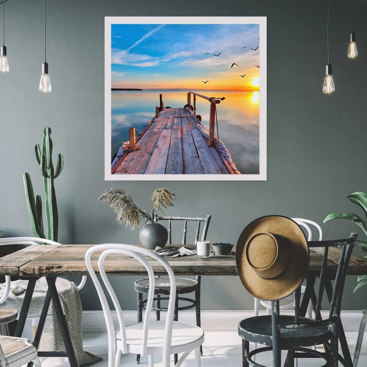 Poster - Lauf direkt der Sonne entgegen - 60x60 cm