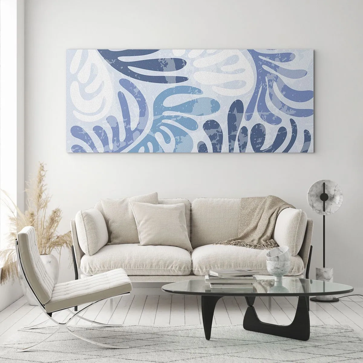 Glasbild - Bild auf glas - Blaue Farne - 100x40 cm