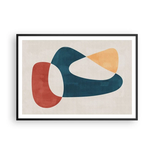 Poster in einem schwarzem Rahmen - Abstrakte Formen in harmonischen Farben - 100x70cm - Einflüsse und Metamorphosen - Moderne Wanddekoration für Wohnzimmer und Schlafzimmer ARTTOR