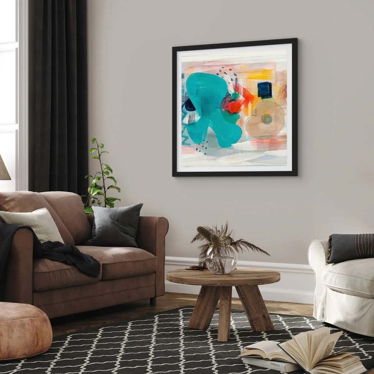 Poster in einem schwarzem Rahmen - Buntes Spiel - 60x60 cm