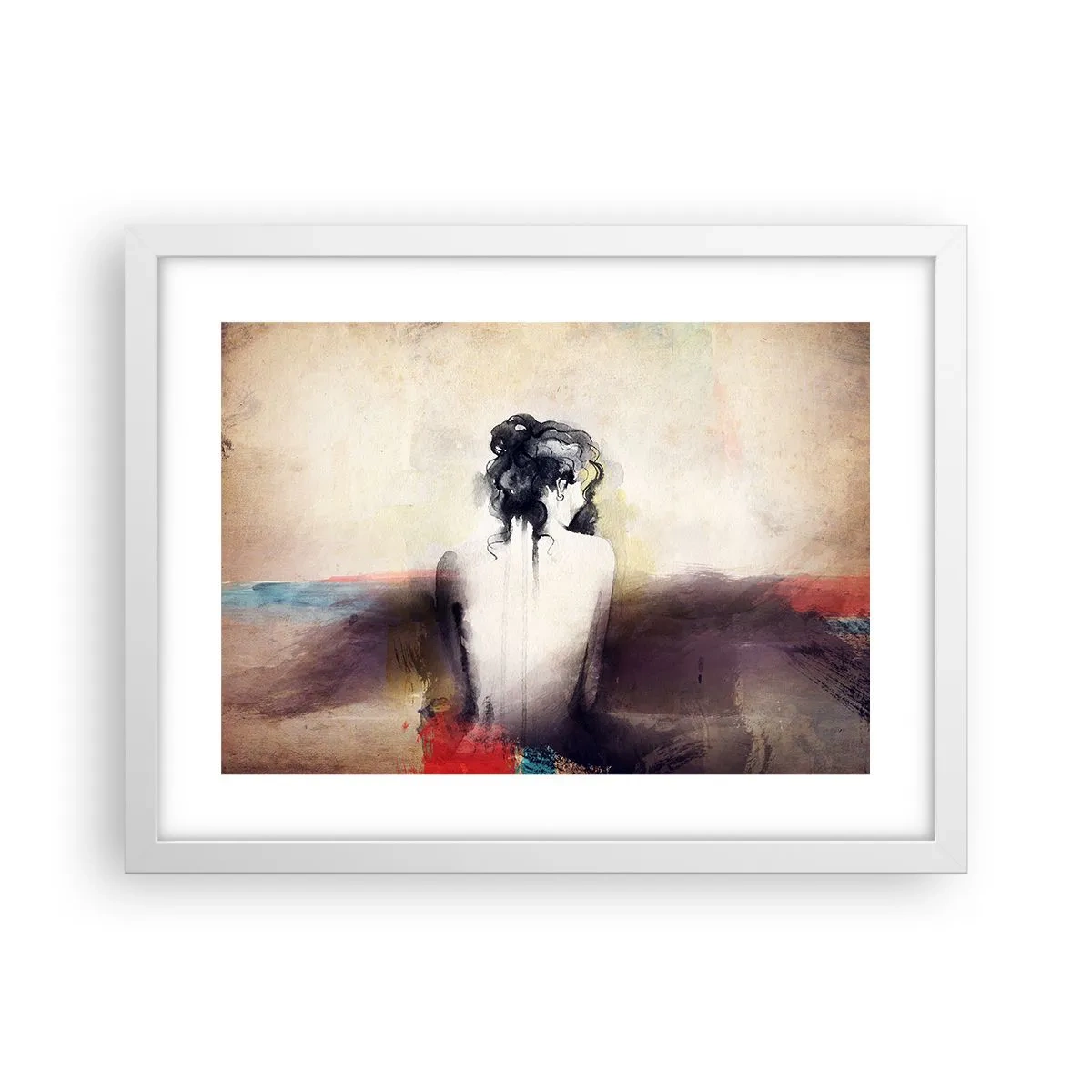 Poster in einem weißen Rahmen - Glatte Linien, ovale Formen - 40x30 cm