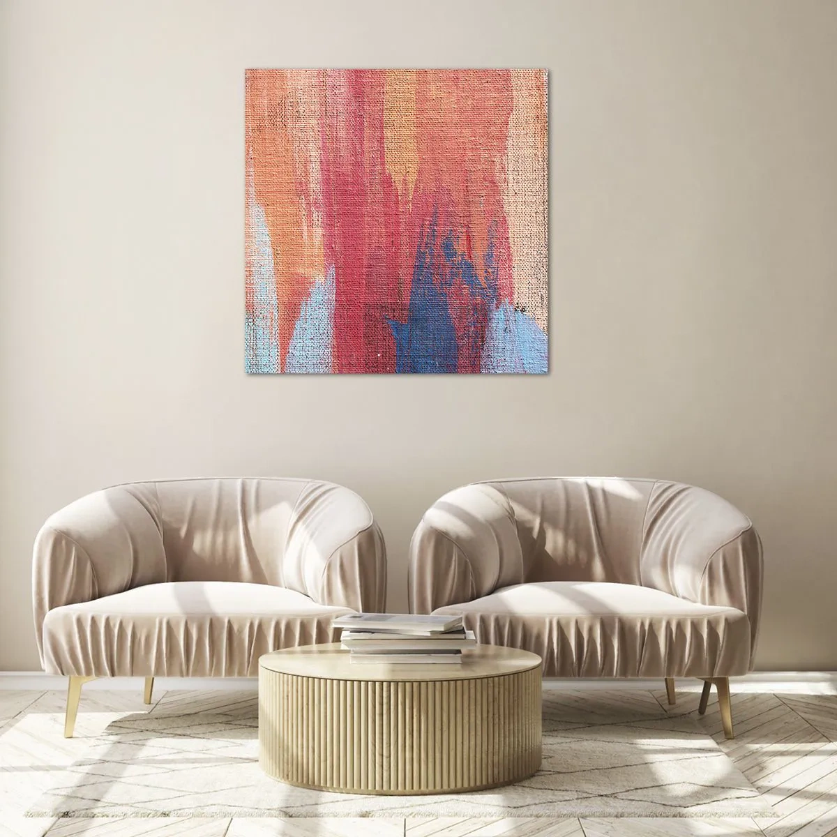 Glasbild - Bild auf glas - Renne den Regenbogen hinunter - 70x70 cm