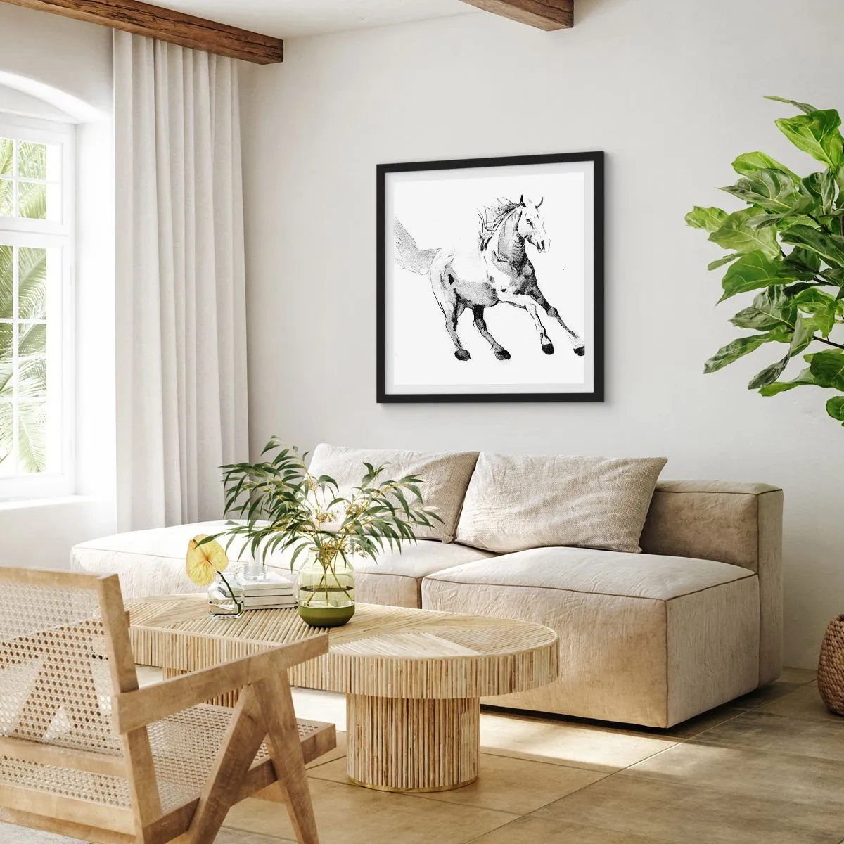 Poster in einem schwarzem Rahmen - Ungezähmte Seele - 60x60 cm
