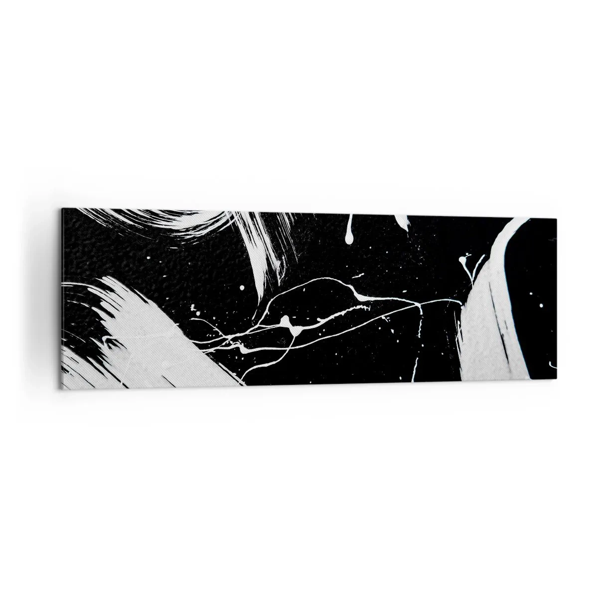 Bild auf Leinwand - Leinwandbild - Abstrakte weiße Striche auf schwarzem Hintergrund - 160x50cm - Dunkelheit durchbrechen - Moderne Wanddekoration für Wohnzimmer und Schlafzimmer ARTTOR