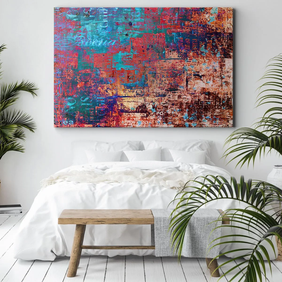 Bild auf Leinwand - Leinwandbild - Eine abstrakte Komposition mit einer Mischung intensiver Farben. - 100x70cm - Erinnerung und Vergessen - Moderne Wanddekoration für Wohnzimmer und Schlafzimmer ARTTOR