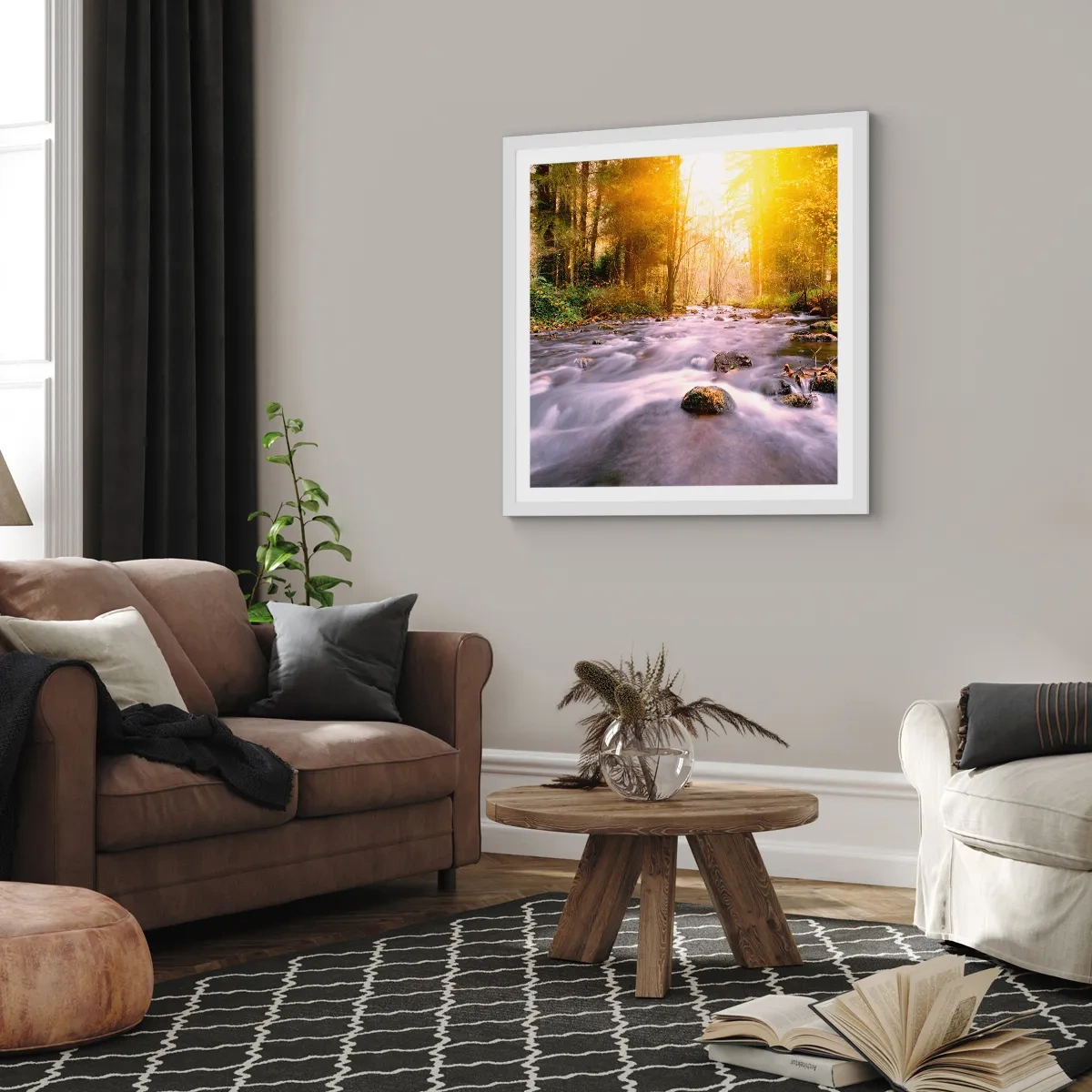 Poster in einem weißen Rahmen - Malachit im Silber- und Goldrahmen - 30x30 cm