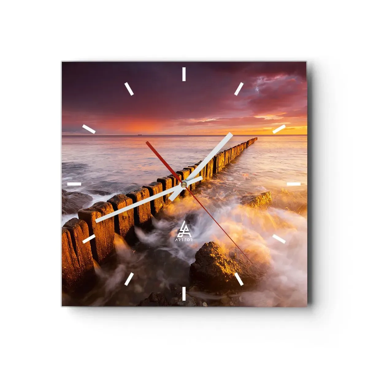 Wanduhr - Glasuhr - Die Sanftheit der Wellen - 40x40 cm