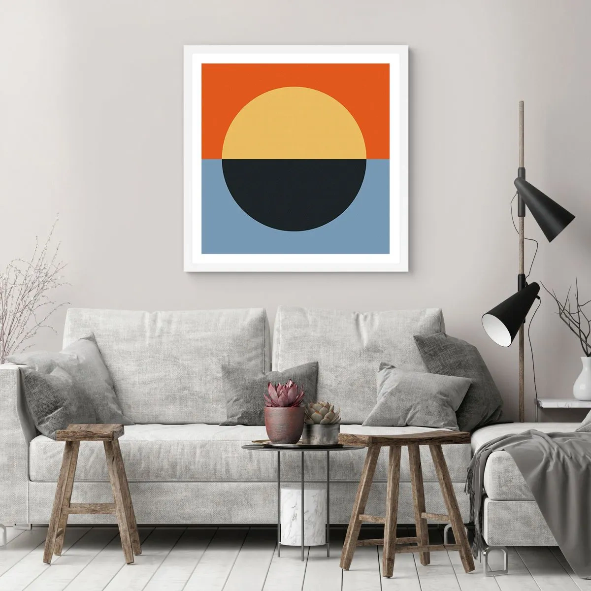 Poster in einem weißen Rahmen - Eine Komposition aus Wärme und Kühle - 40x40 cm