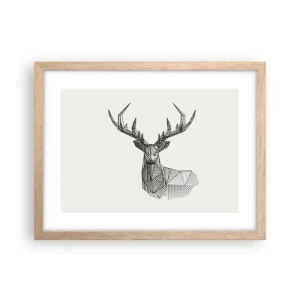 Poster in einem Rahmen aus heller Eiche - Ein Hirsch im kubistischen Stil - 40x30 cm