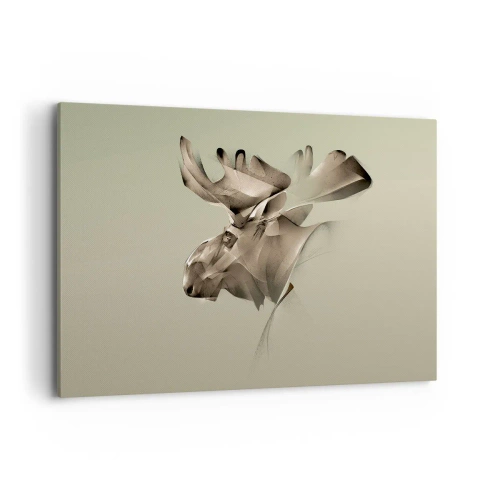 Bild auf Leinwand - Leinwandbild - Ein abstraktes Bild eines Elches auf einem minimalistischen Hintergrund - 120x80cm - Die sanfte Kraft des Friedens - Moderne Wanddekoration für Wohnzimmer und Schlafzimmer ARTTOR