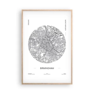 Poster in einem Rahmen aus heller Eiche - Anatomie von Birmingham - 61x91 cm