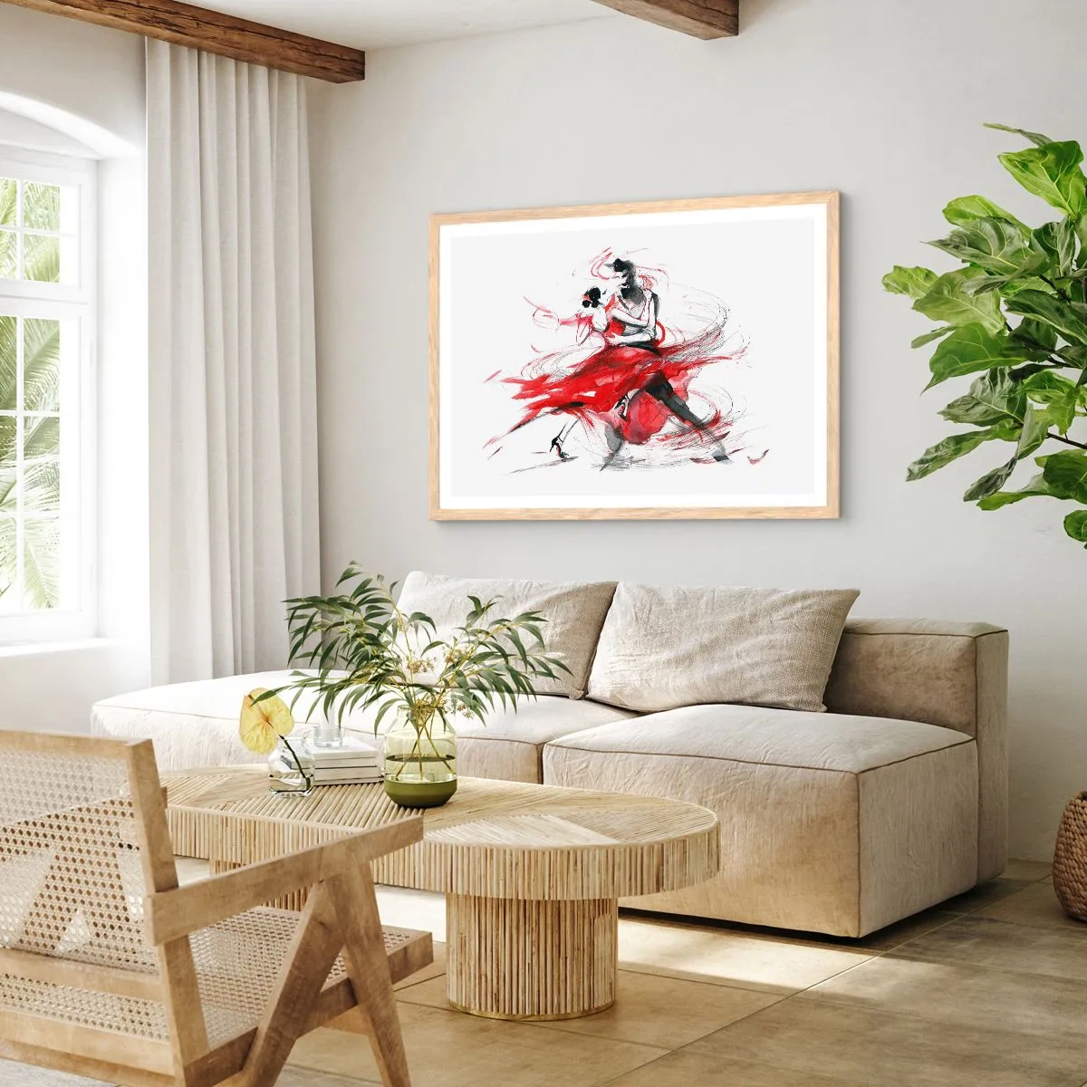 Poster in einem Rahmen aus heller Eiche - Tango – der Rhythmus der Leidenschaft - 40x30 cm