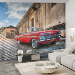 Maßgeschneiderte Fototapete Premium Canvas - Kubanische Emotionen - Automobil, Auto, Kuba