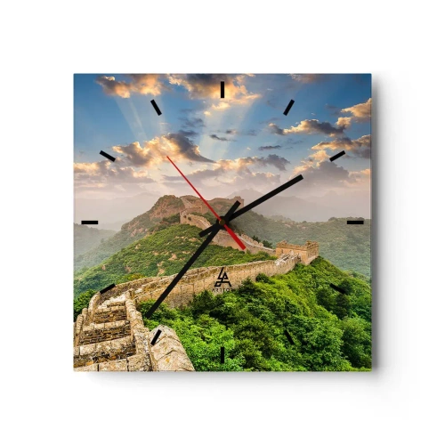 Wanduhr - Glasuhr - Die Chinesische Mauer im Sonnenlicht in einer malerischen Landschaft - 30x30cm - Ewige Größe - Moderne Wanddekoration für Wohnzimmer und Schlafzimmer ARTTOR