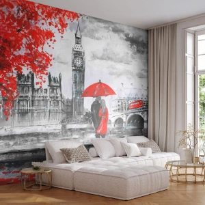 Fototapete Premium Sand - Verliebt in London - Stadt, London, Verliebtes Pärchen - 100x70 cm