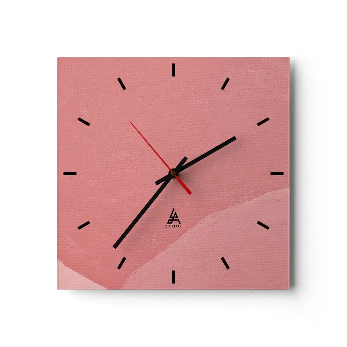 Wanduhr - Glasuhr - Zarte Abstraktion in Rosatönen, organische Formen und Minimalismus - 30x30cm - Organische Komposition in Rosa - Moderne Wanddekoration für Wohnzimmer und Schlafzimmer ARTTOR