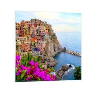 Glasbild - Bild auf glas - Lachende Stadt - 60x60 cm