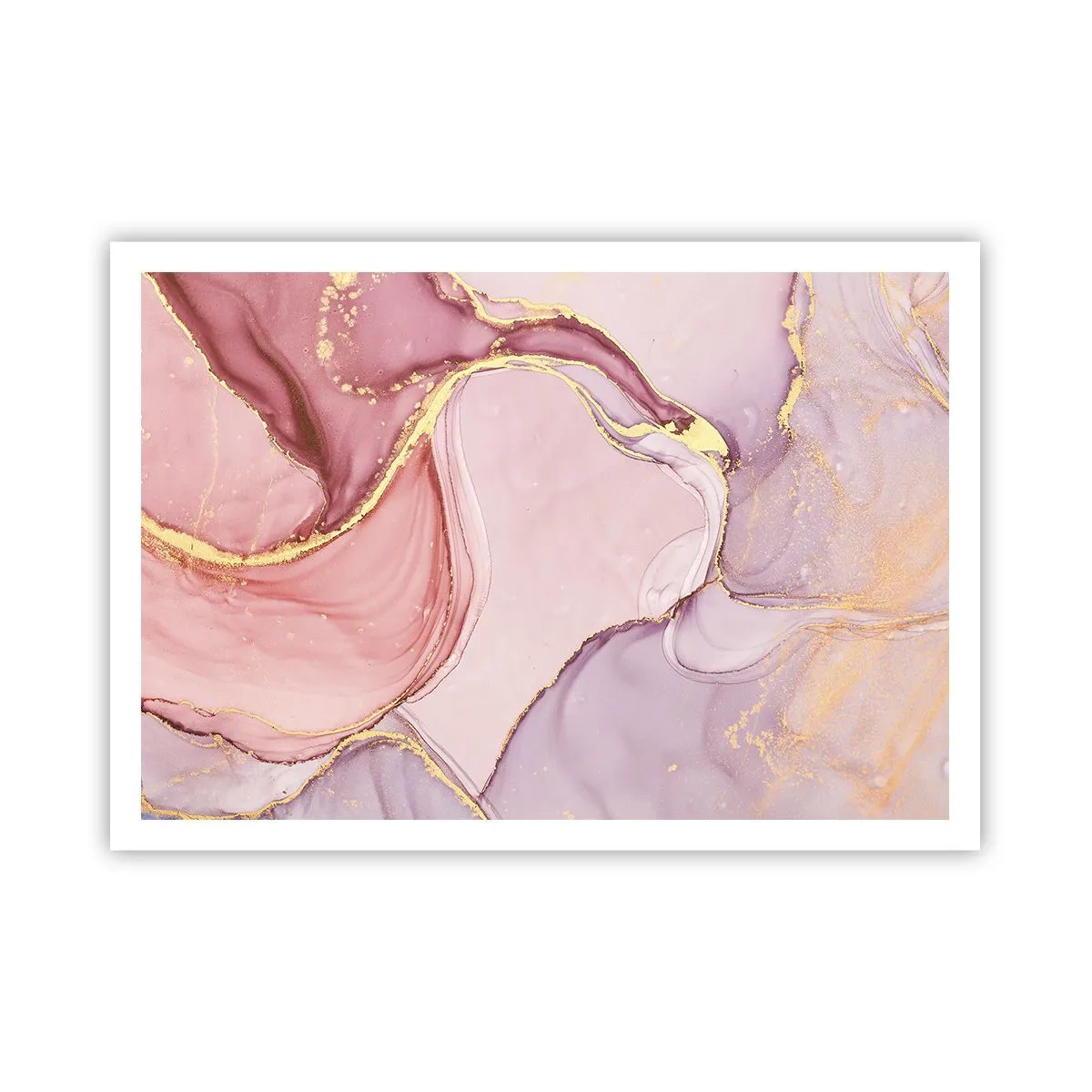 Poster - Zarte abstrakte Muster in Rosa- und Goldtönen - 100x70cm - Eine Liebkosung der Farben - Moderne Wanddekoration für Wohnzimmer und Schlafzimmer ARTTOR