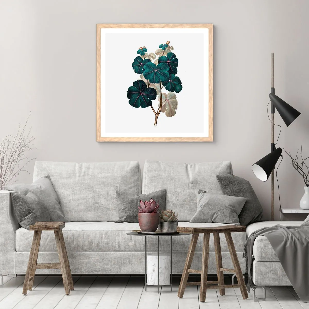 Poster in einem Rahmen aus heller Eiche - Aus dem alten Herbarium - 60x60 cm