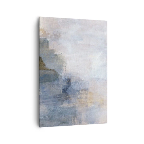 Bild auf Leinwand - Leinwandbild - Dezente abstrakte Punkte in Blau- und Beigetönen - 70x100cm - Farbtöne und Akkorde - Moderne Wanddekoration für Wohnzimmer und Schlafzimmer ARTTOR