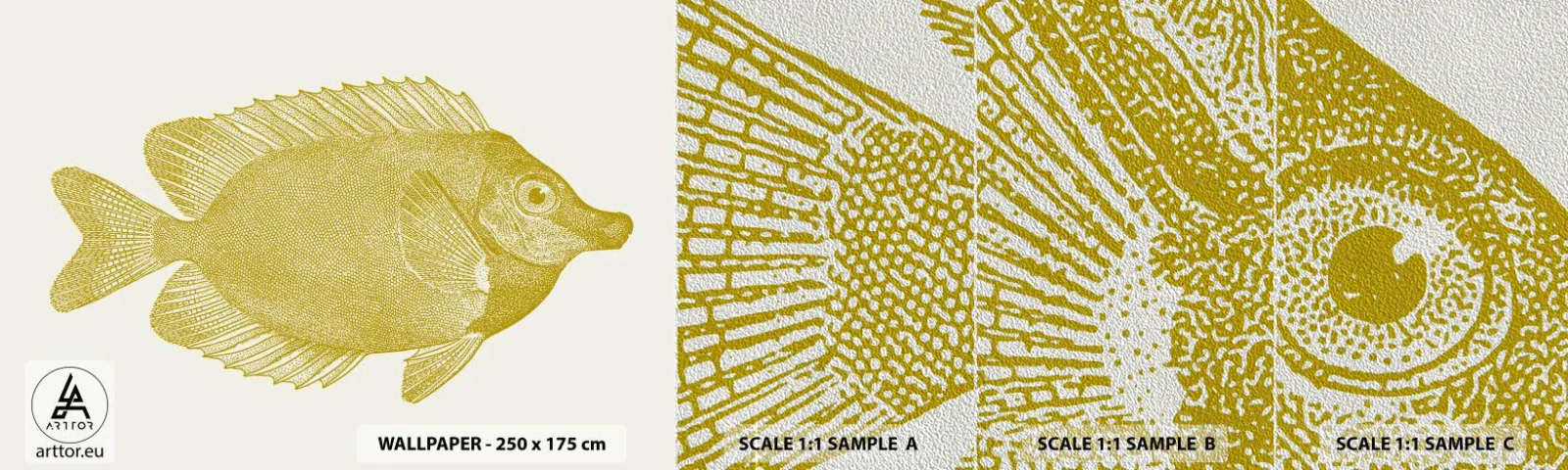 Fototapeten Muster Premium Sand - Fisch und das war’s - Fisch, Strand, Tier - 100x30 cm