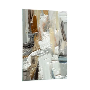 Glasbild - Bild auf glas - Eine abstrakte Komposition in Erdtönen mit einer unverwechselbaren Textur. - 50x70cm - Bunte Schichten - Moderne Wanddekoration für Wohnzimmer und Schlafzimmer ARTTOR